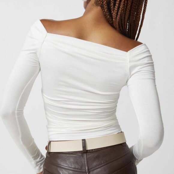 Base shirt basic sexy style slim fit big shoulder pull pleats - Picture 3 of 4